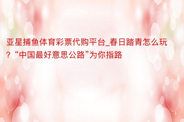 亚星捕鱼体育彩票代购平台_春日踏青怎么玩？“中国最好意思公路”为你指路